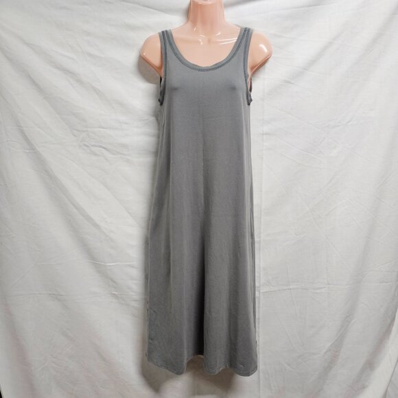 Eileen Fisher Sleeveless Midi Sun Dress Women Size PTP Gray Org Cotton - Picture 2 of 14